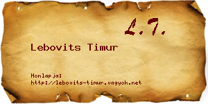 Lebovits Timur névjegykártya